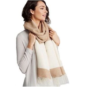 Eileen Fisher Italian Wool blend Striped Blanket Scarf